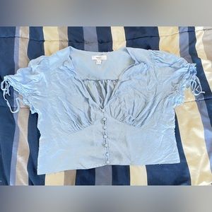 Sky Blue Cropped Blouse